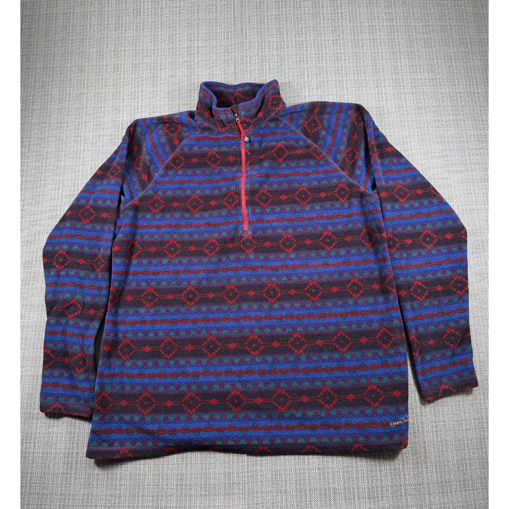Eddie‎ Bauer Sweatshirt Womens 2XL Multicolor Fleece Aztec Mock Neck Quarter Zip